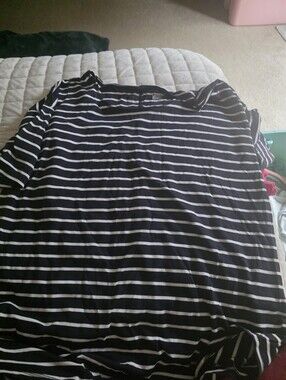 Lands' End Navy and White Striped Women's Top